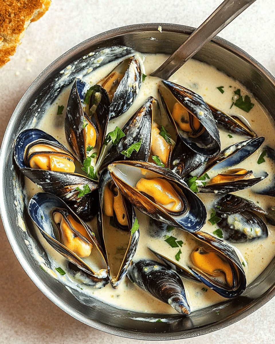 Mussels in a Creamy Garlic Sauce