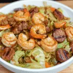 Shrimp and Beef Sausage Cabbage Bowl with Rice