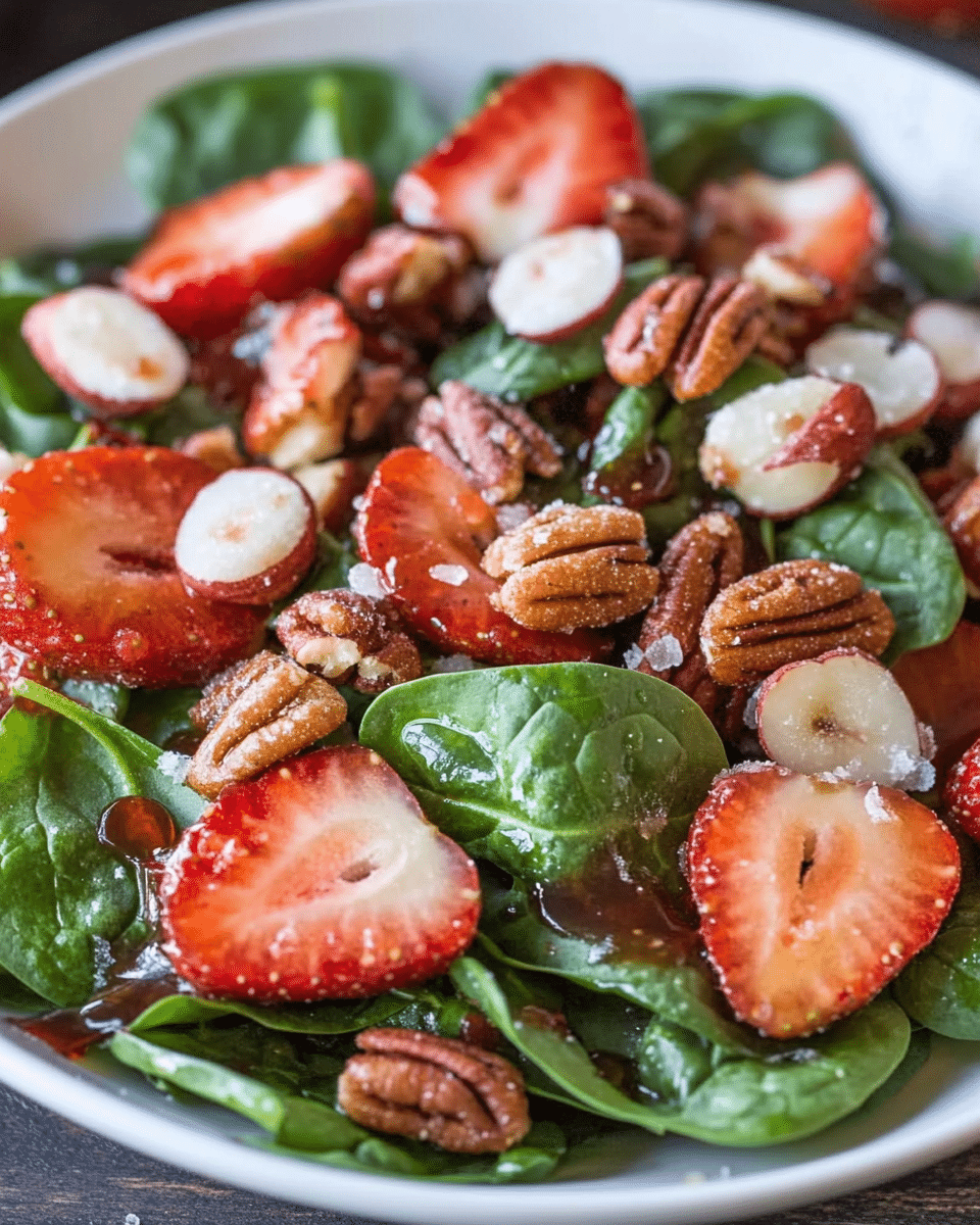 Strawberry Spinach Salad with Candied Pecans