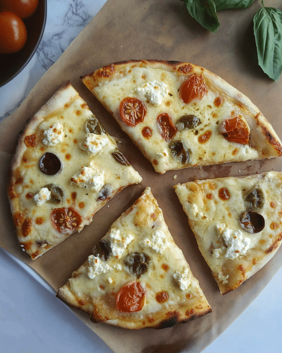 Mediterranean Feta Naan Pizza