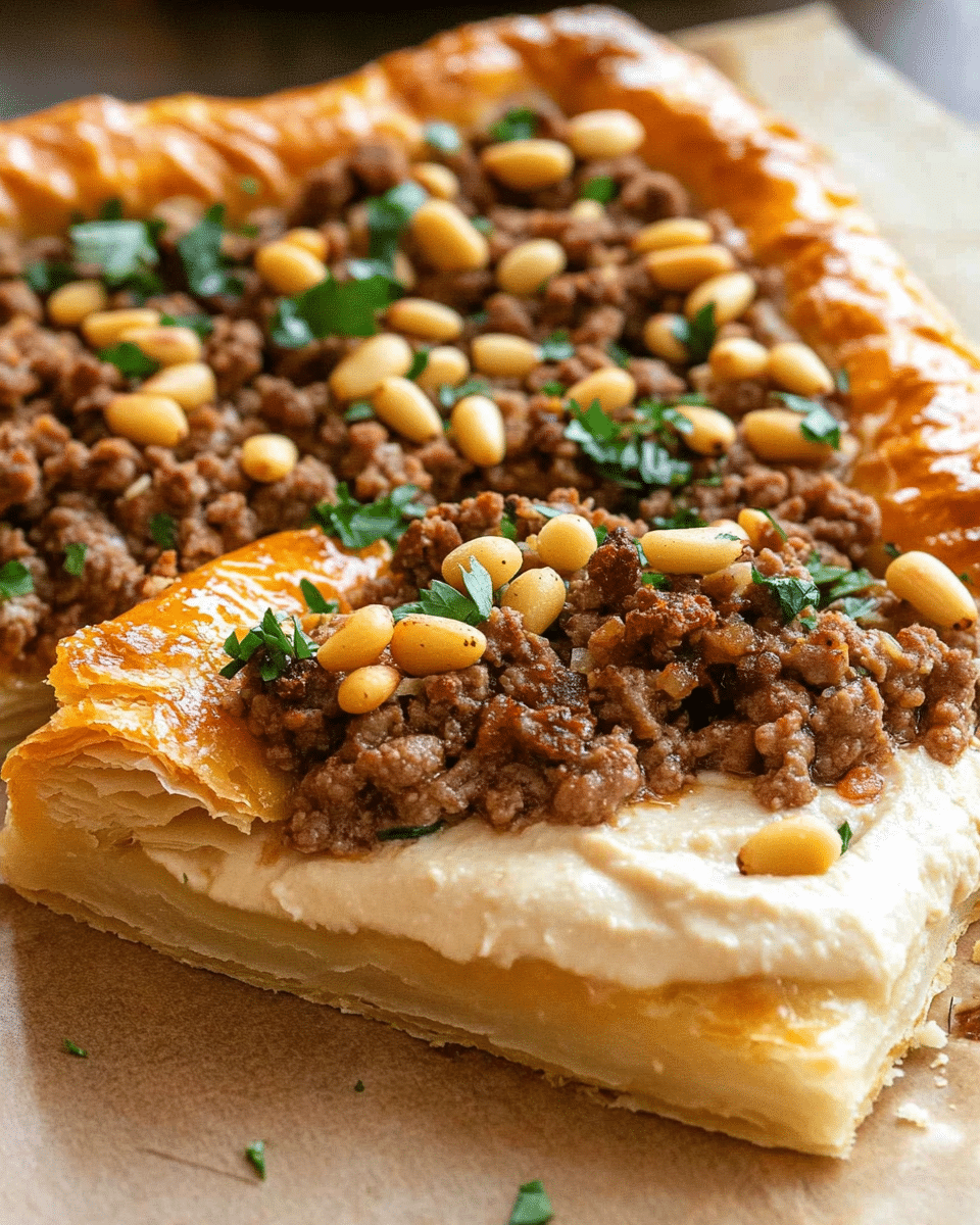 Ground Beef Puff Pastry with Hummus