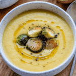 Roasted Brussels Sprouts Cheddar Soup