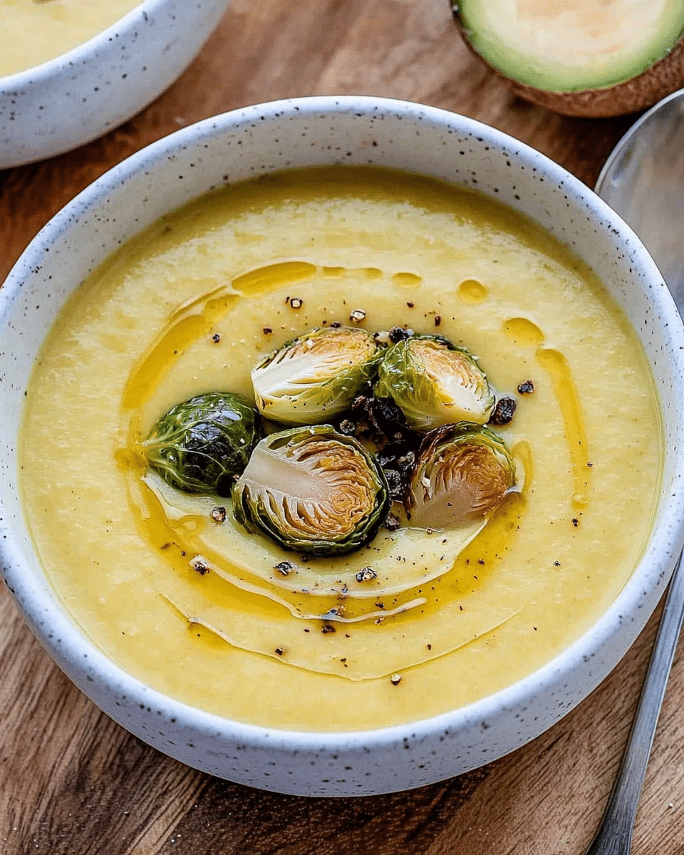 Roasted Brussels Sprouts Cheddar Soup
