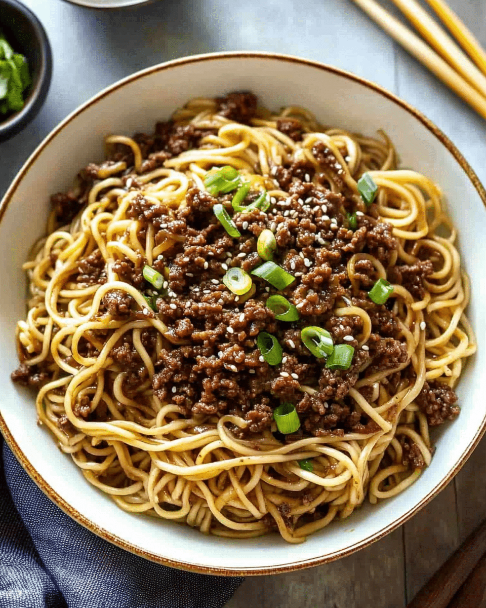 Mongolian Ground Beef Noodles