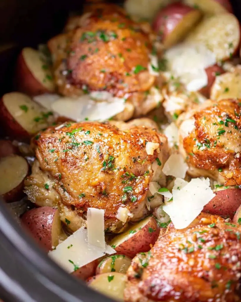 Garlic Parmesan Crockpot Chicken and Potatoes Recipe