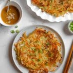 Vegetable Pancake with Spicy Peanut Dipping Sauce Recipe