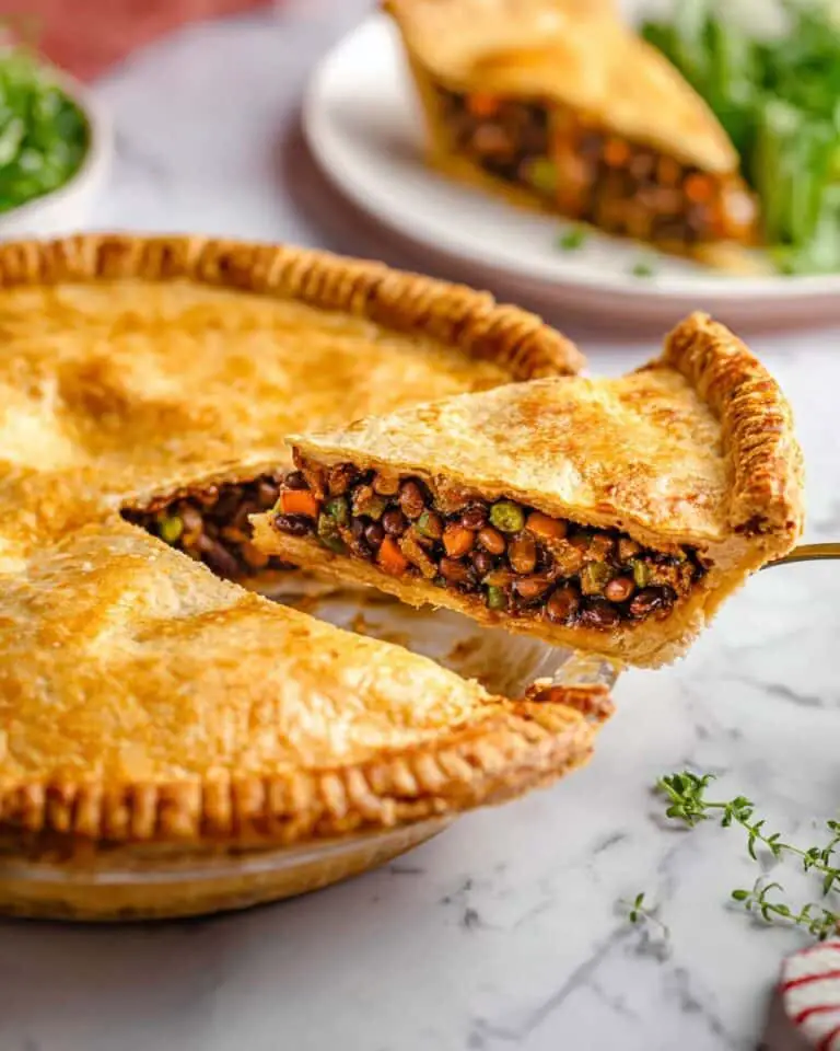 Vegan Tourtière with Savory Lentil and Mushroom Filling Recipe