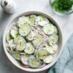 Creamy Cucumber Salad with Dill and Red Onion Recipe