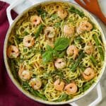 Shrimp Pesto Pasta with Asparagus Recipe