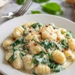 Mashed Potato Gnocchi in Spinach Cream Sauce Recipe