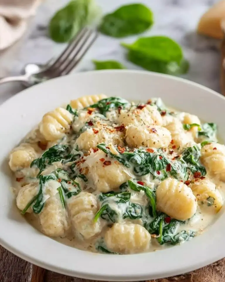 Mashed Potato Gnocchi in Spinach Cream Sauce Recipe