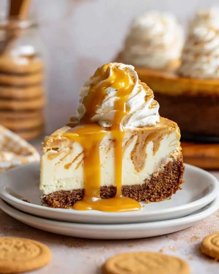 Pumpkin Swirl Cheesecake with Salted Caramel Topping Recipe