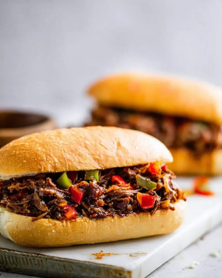 Slow Cooker Italian Beef Sandwiches with Pepperoncini and Giardiniera Recipe