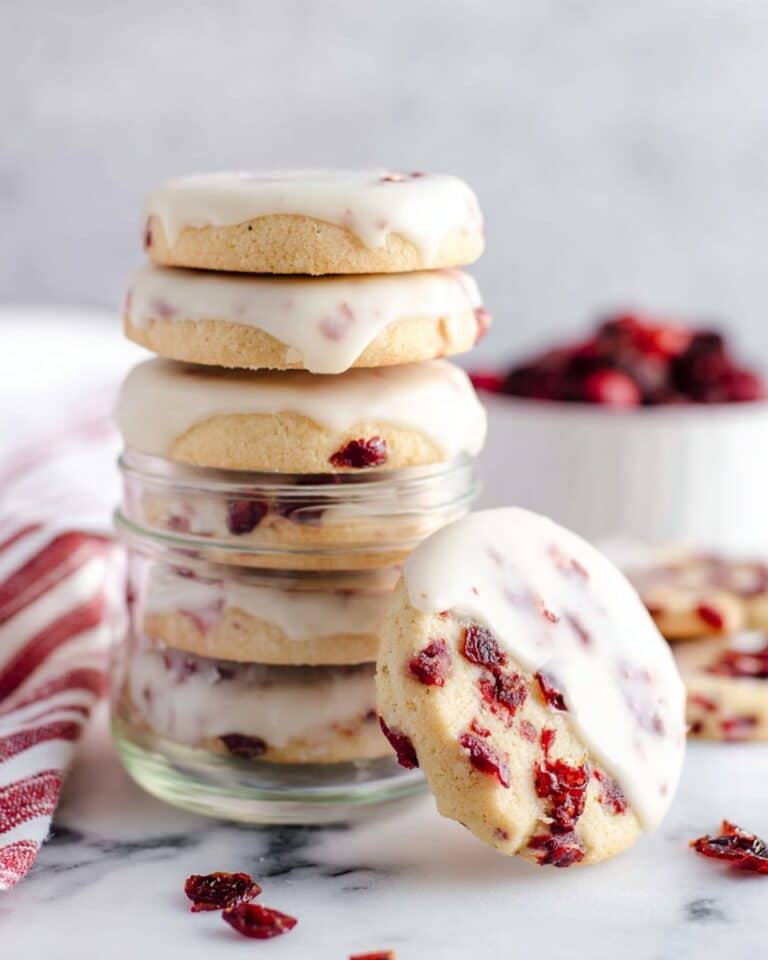 Cranberry Shortbread Cookies with White Chocolate Dip Recipe