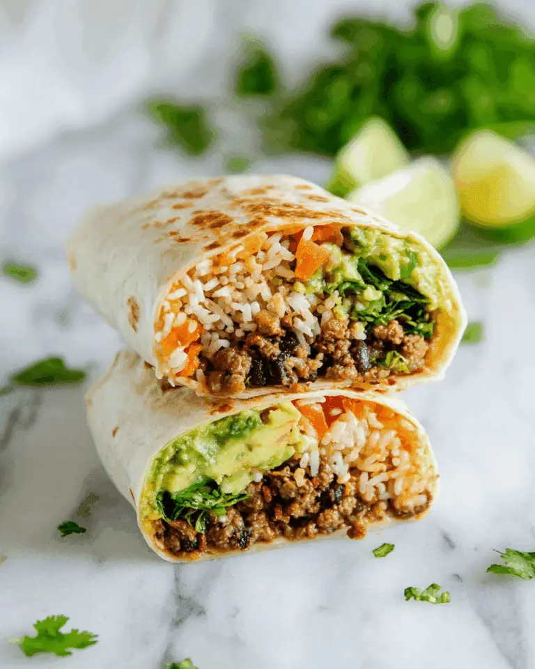 Vegan Walnut Meat Burritos with Seasoned Rice, Beans, and Fresh Fixings Recipe