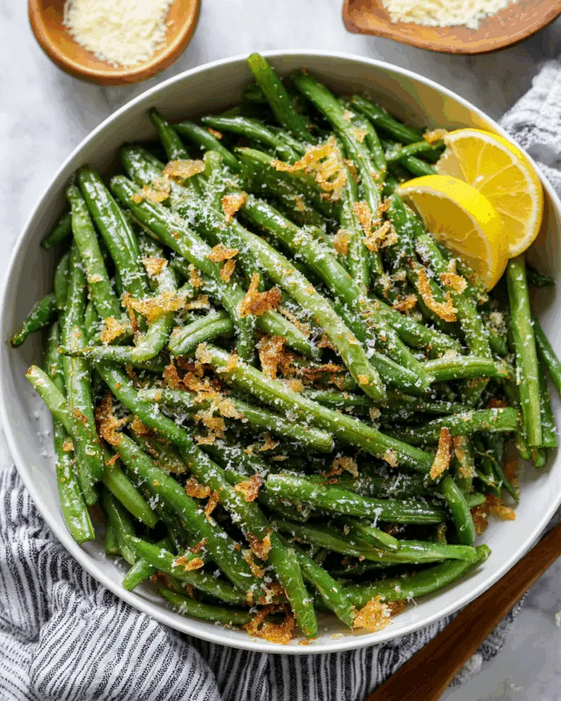 Crispy Garlic Parmesan Roasted Green Beans Recipe
