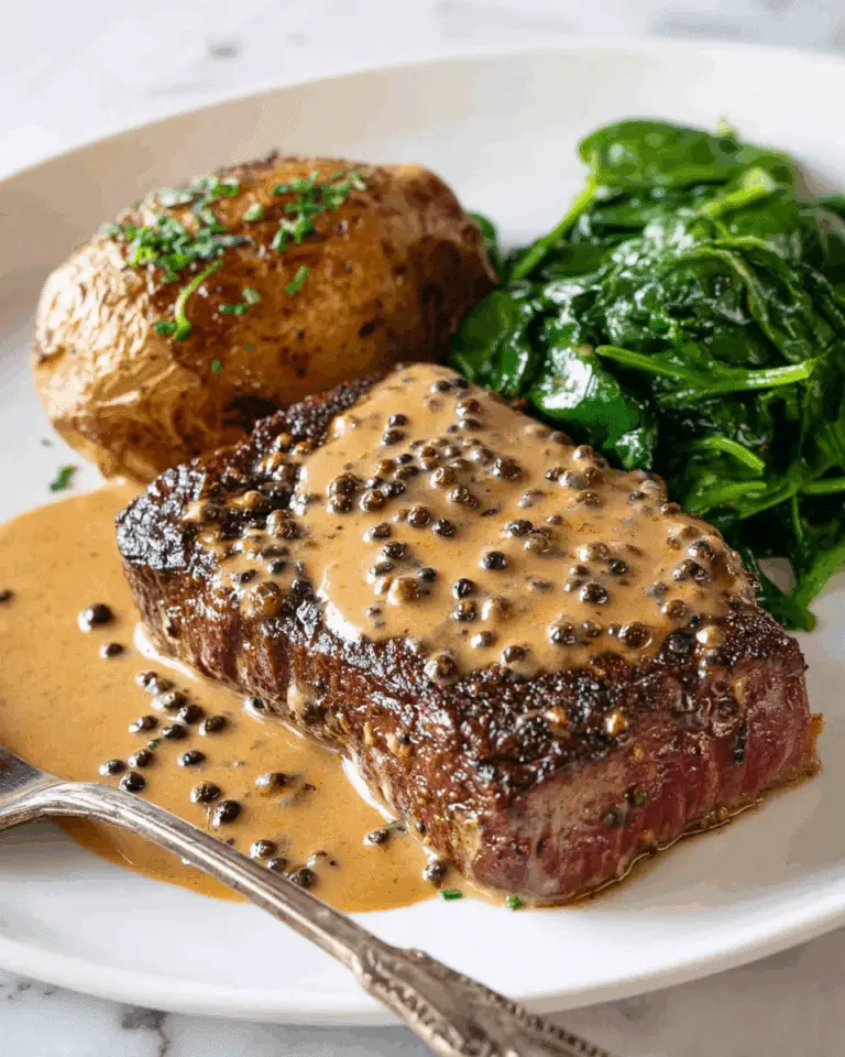 Steak with Creamy Peppercorn Sauce Recipe