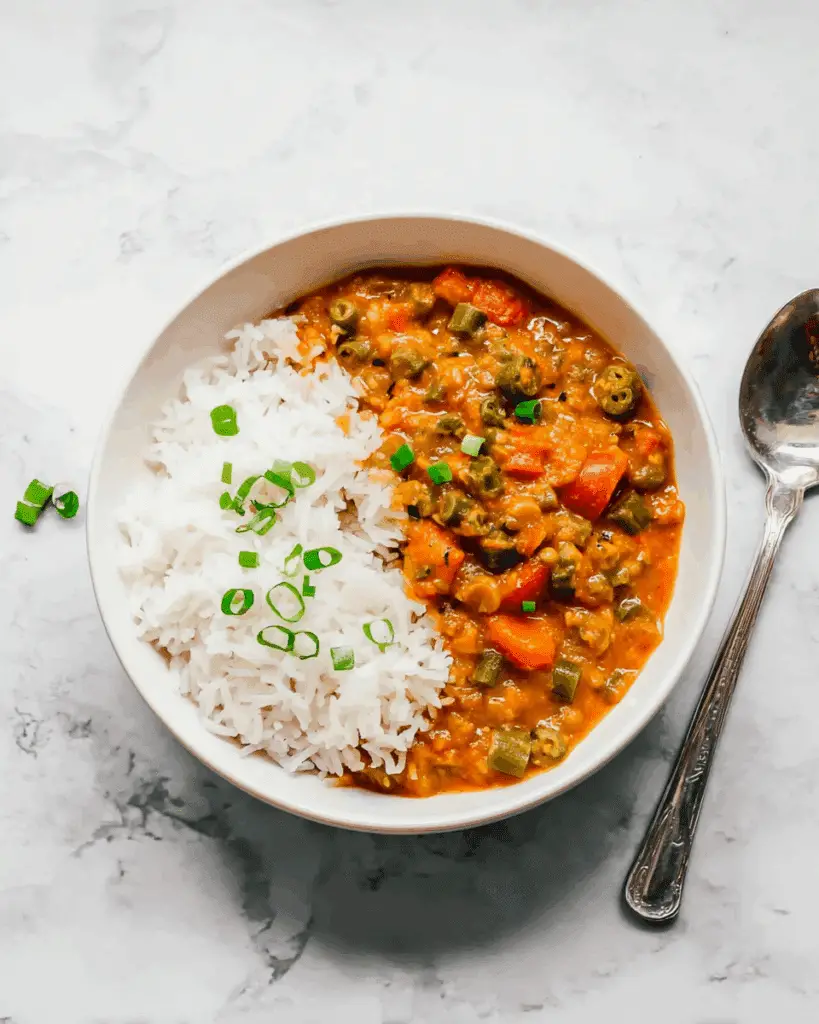Vegan Instant Pot Gumbo with Roasted Okra and Lentils Recipe