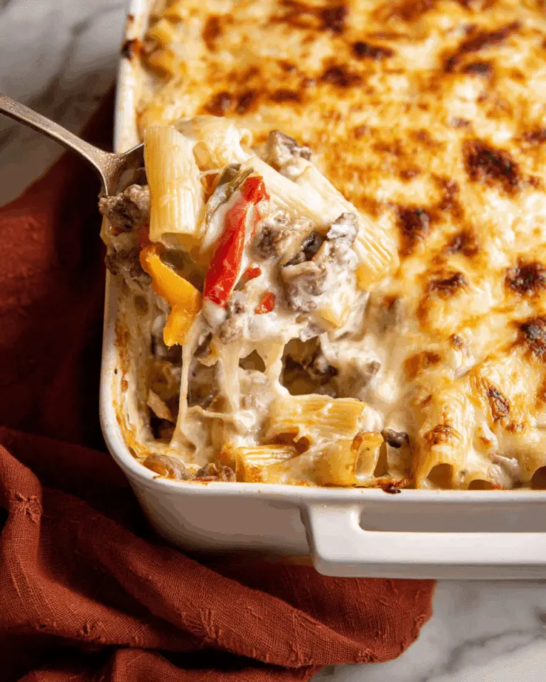Philly Cheesesteak Pasta Bake Recipe
