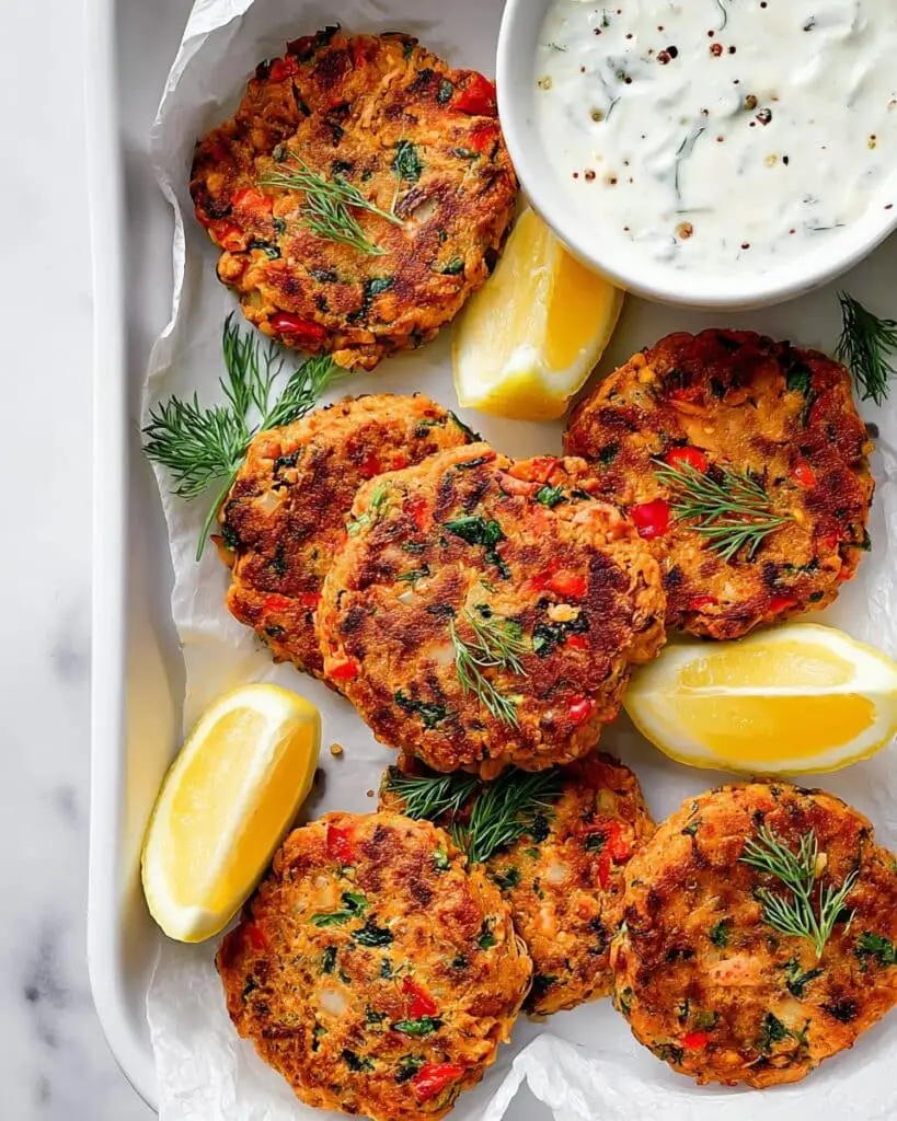 Healthy Salmon Patties with Lemon Dill Sauce Recipe