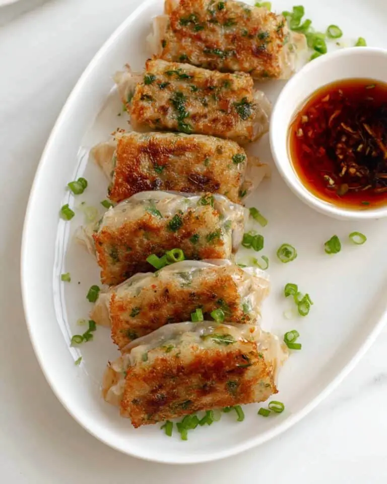 Rice Paper Chicken Dumplings with Crispy Outer Shell and Spicy Dipping Sauce Recipe