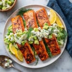 Baked Salmon with Avocado & Feta Topping Recipe