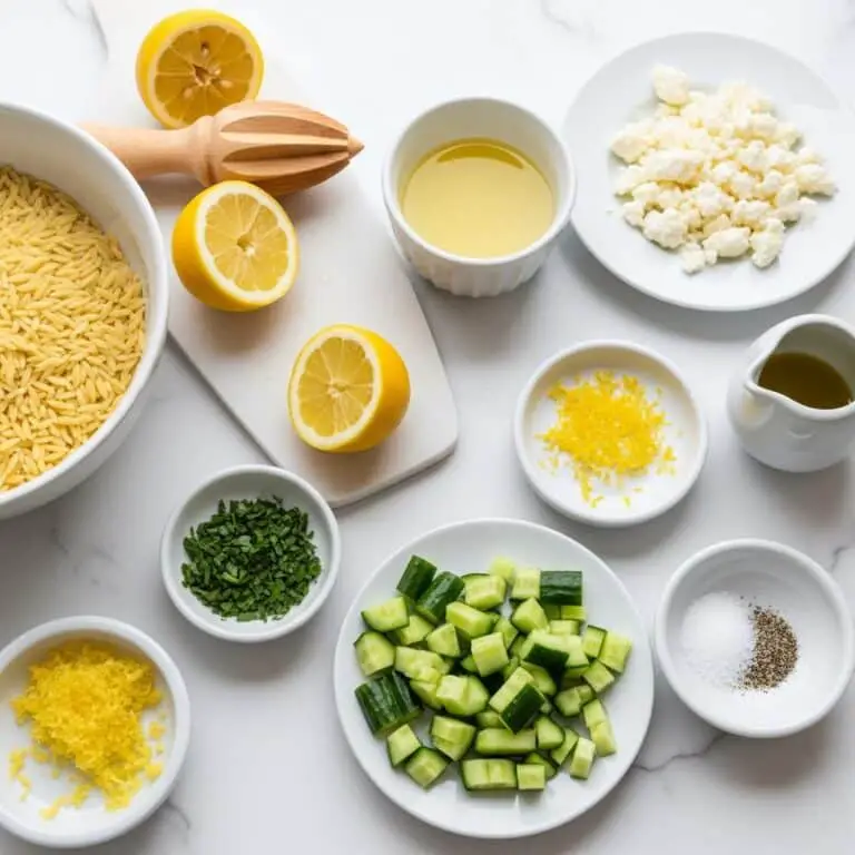 Lemony Orzo Pasta Salad with Cucumber and Feta Recipe