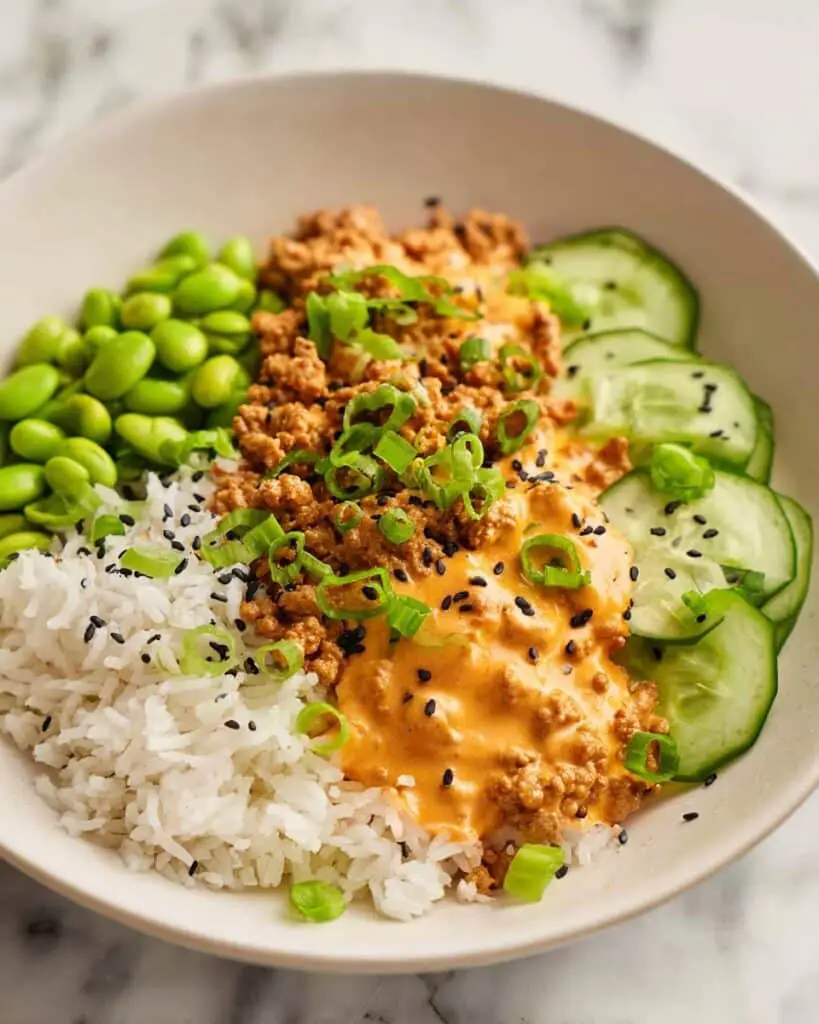 Ground Turkey Rice Bowls with Spicy Bang Bang Sauce Recipe