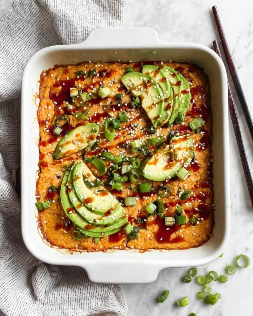 Salmon Sushi Bake with Cream Cheese and Furikake Recipe