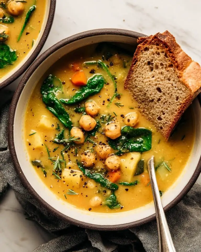 Lemony Chickpea Soup with Spinach & Potatoes Recipe