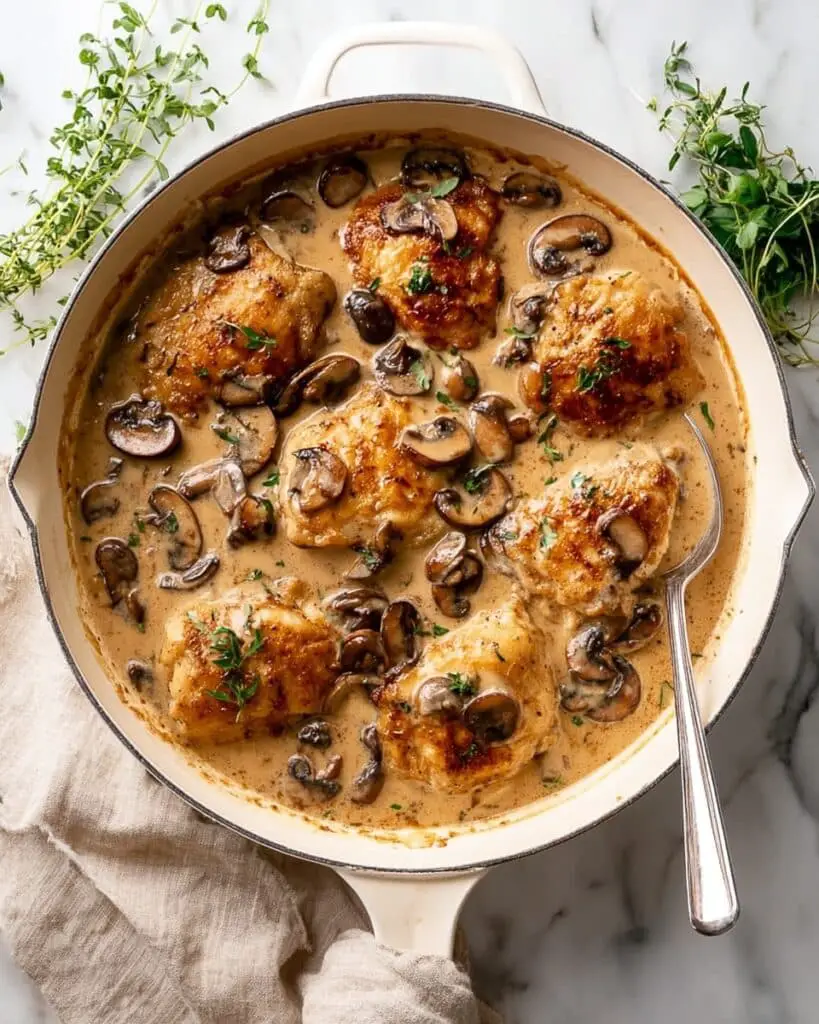 Creamy Mushroom Chicken in Rich Beef Broth Sauce Recipe