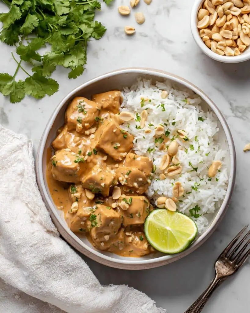 Peanut Tofu with Coconut Rice Recipe