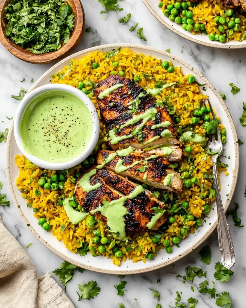 Peruvian Chicken and Rice with Green Sauce Recipe