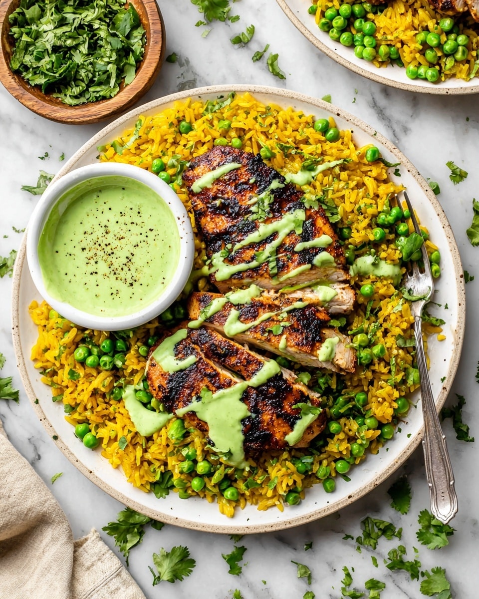 Peruvian Chicken and Rice with Green Sauce Recipe