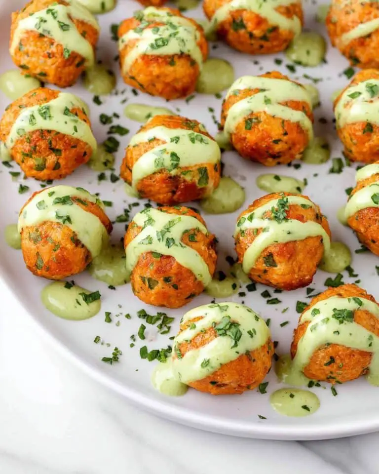 Baked Salmon Meatballs with Creamy Avocado Sauce Recipe