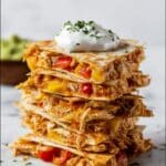 Cheesy Chicken Quesadilla with Bell Peppers and Hot Sauce Recipe