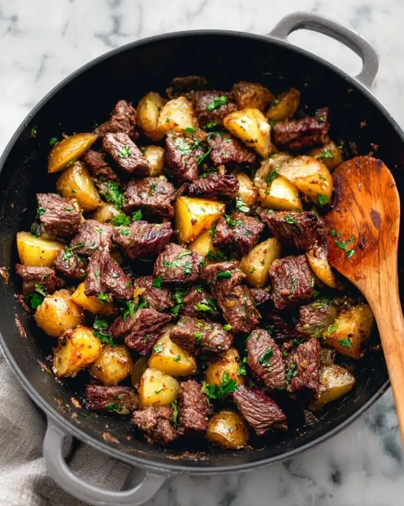 Garlic Butter Steak Bites and Potatoes Recipe