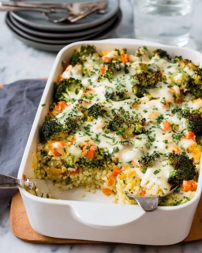 Broccoli Quinoa Casserole with Cheesy Yogurt Sauce Recipe
