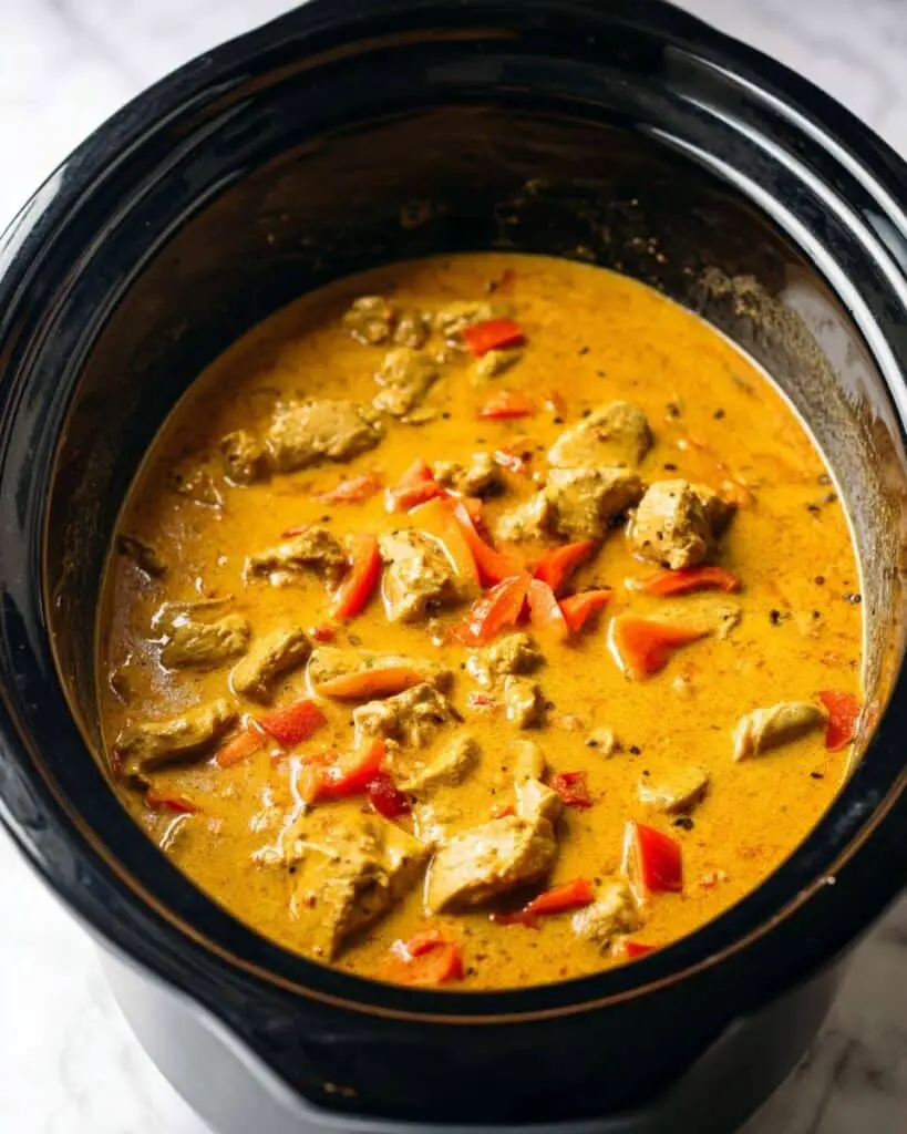 Slow Cooker Chicken Curry with Sweet Potatoes and Bell Peppers Recipe