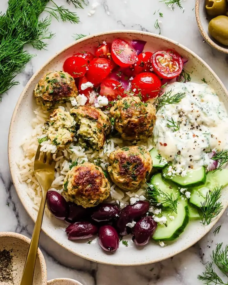 Spinach Feta Turkey Meatballs with Yogurt Sauce Recipe