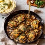 Skillet Chicken Th thighs with Mushroom Gravy Recipe