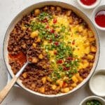 Ground Beef and Potatoes Skillet with Cheddar and Green Onions Recipe