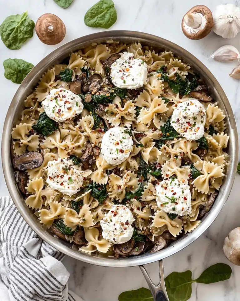 Mushroom and Spinach Pasta with Ricotta Recipe