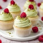 Pistachio Cupcakes with Raspberry Filling and Cream Cheese Buttercream Recipe