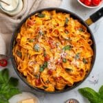 One Pot Creamy Vegan Pappardelle Pasta with Cherry Tomatoes and Spinach Recipe