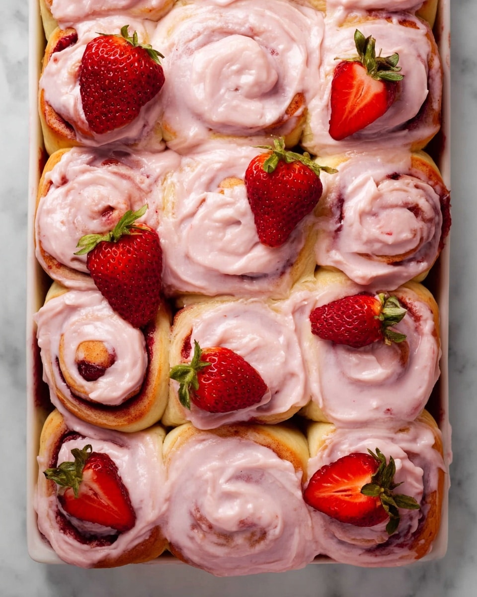 Strawberry Cinnamon Rolls with Cream Cheese Frosting Recipe