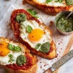 Shakshouka Toast with Feta Fried Eggs Recipe