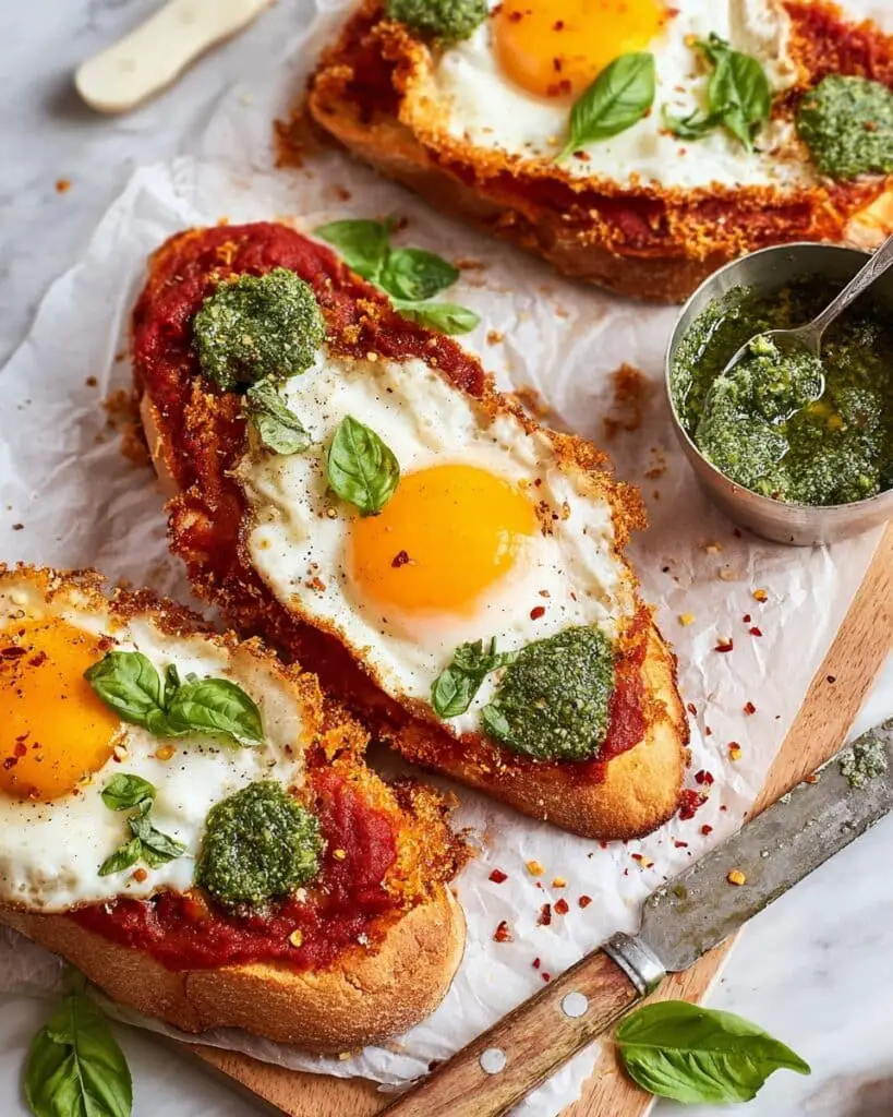 Shakshouka Toast with Feta Fried Eggs Recipe