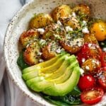 Savory Breakfast Bowl with Spinach, Tomatoes, and Everything Bagel Potatoes Recipe