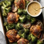 Sheet Pan Chicken Thighs with Broccoli and Honey-Mustard Sauce Recipe